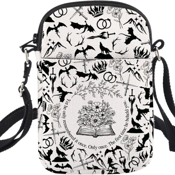 Bookish Fantasy Crossbody Bag for Book Lovers, Adjustable Waterproof Polyester - Picture 1 of 7
